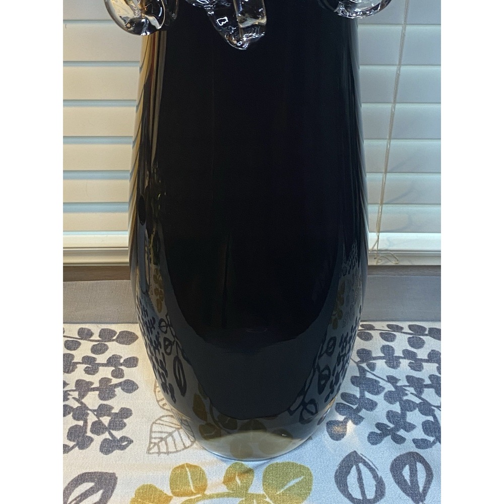 Ion Tamaian Signed Romanian Art Glass Vase 21" Amethyst Clear Loops MCM Rare - Picture 9 of 17